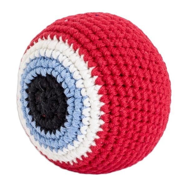 Alternate image for Handcrafted Knit Cotton Hacky Sack in Scarlet Hues Scarlet Shield