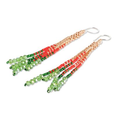 Alternate image for Crystal and Glass Beaded Dangle Earrings with Silver Hooks Christmas Elegance