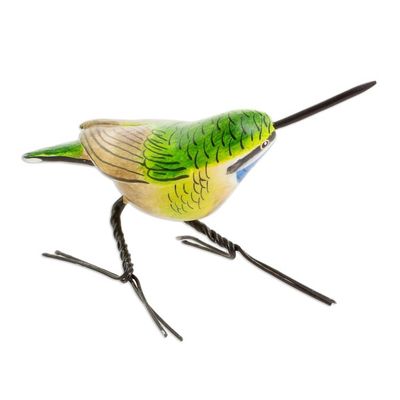 Alternate image for Handcrafted Blue-Throated Hummingbird Ceramic Figurine Blue-Throated Hummingbird