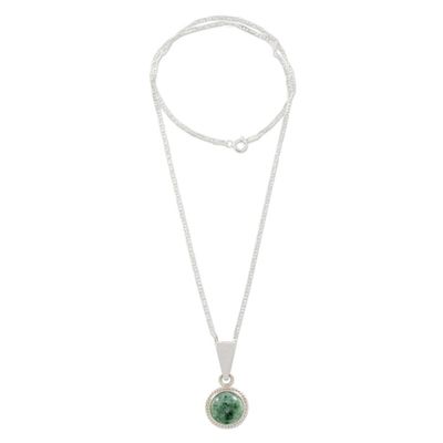 Alternate image for Round Jade and 925 Silver Pendant Necklace from Guatemala Mixco Moon