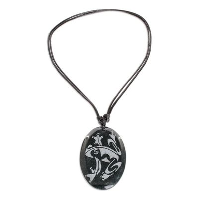 Alternate image for Feng Shui Frog Theme Unisex Adjustable Jade Pendant Necklace Wealth Frog