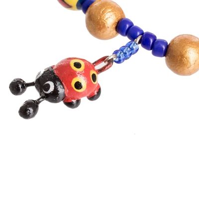 Alternate image for Handcrafted Ceramic Beaded Stretch Bracelet with Ladybugs Cheerful Ladybugs