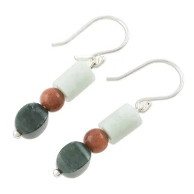 Alternate image for Jade and Aventurine Dangle Earrings from Guatemala Earthen Fruits