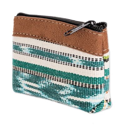 Alternate image for Handwoven Green Cotton Change Purse with Zipper Jocotenango Green