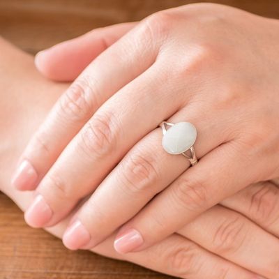 Alternate image for Handcrafted Faceted Jade Oval Sterling Silver Cocktail Ring Facet Fixation