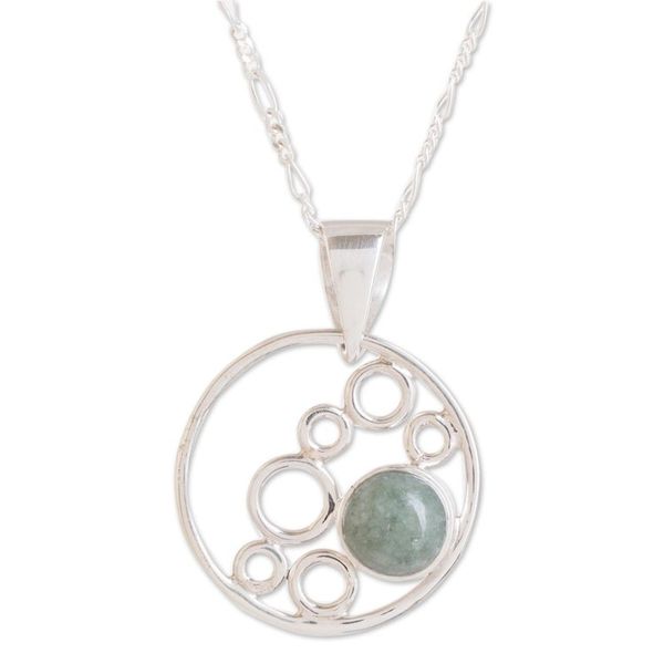 Alternate image for Circle Motif Jade Pendant Necklace from Guatemala Form and Color