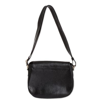 Alternate image for Handcrafted Black Leather Shoulder Bag Timeless Classic