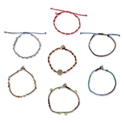 Alternate image for Colorful Glass Beaded Macrame Bracelets Set of 7 Histories