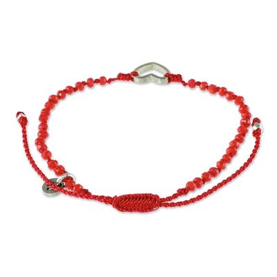 Alternate image for Beaded Red Cord Bracelet with Heart Pendant Love is Everywhere