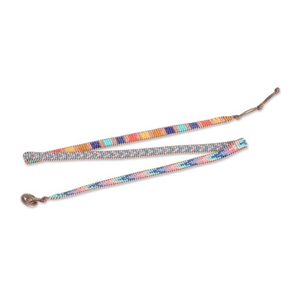 Alternate image for Multicolor Glass Beaded Wrap Bracelet with Geometric Motifs Streets of Antigua