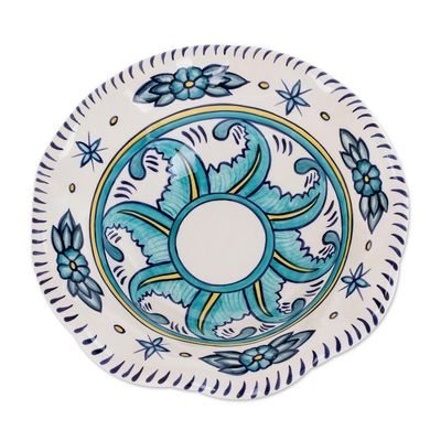 Alternate image for Guatemalan Handcrafted 11-Inch Floral Ceramic Fruit Bowl Bermuda
