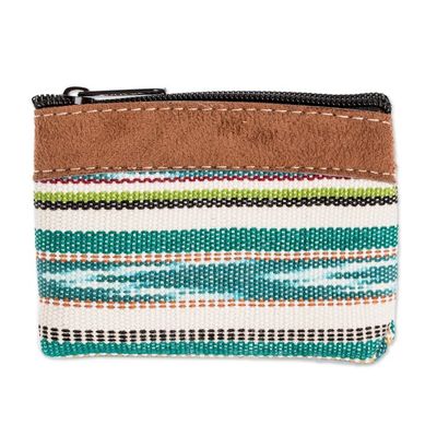 Alternate image for Handwoven Green Cotton Change Purse with Zipper Jocotenango Green