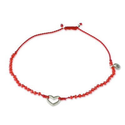 Alternate image for Beaded Red Cord Bracelet with Heart Pendant Love is Everywhere
