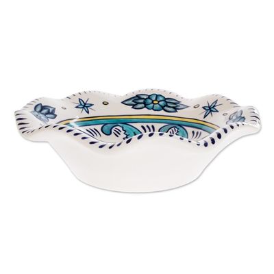 Alternate image for Guatemalan Handcrafted 11-Inch Floral Ceramic Fruit Bowl Bermuda