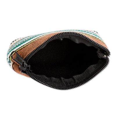 Alternate image for Handwoven Green Cotton Change Purse with Zipper Jocotenango Green