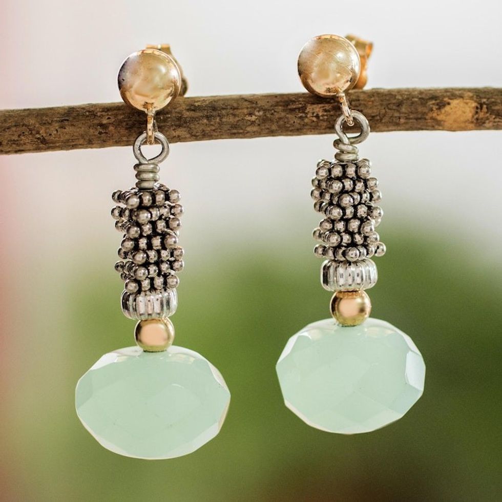 14k Gold Filled and Sterling Silver Chalcedony Earrings 'Isla del Coco'