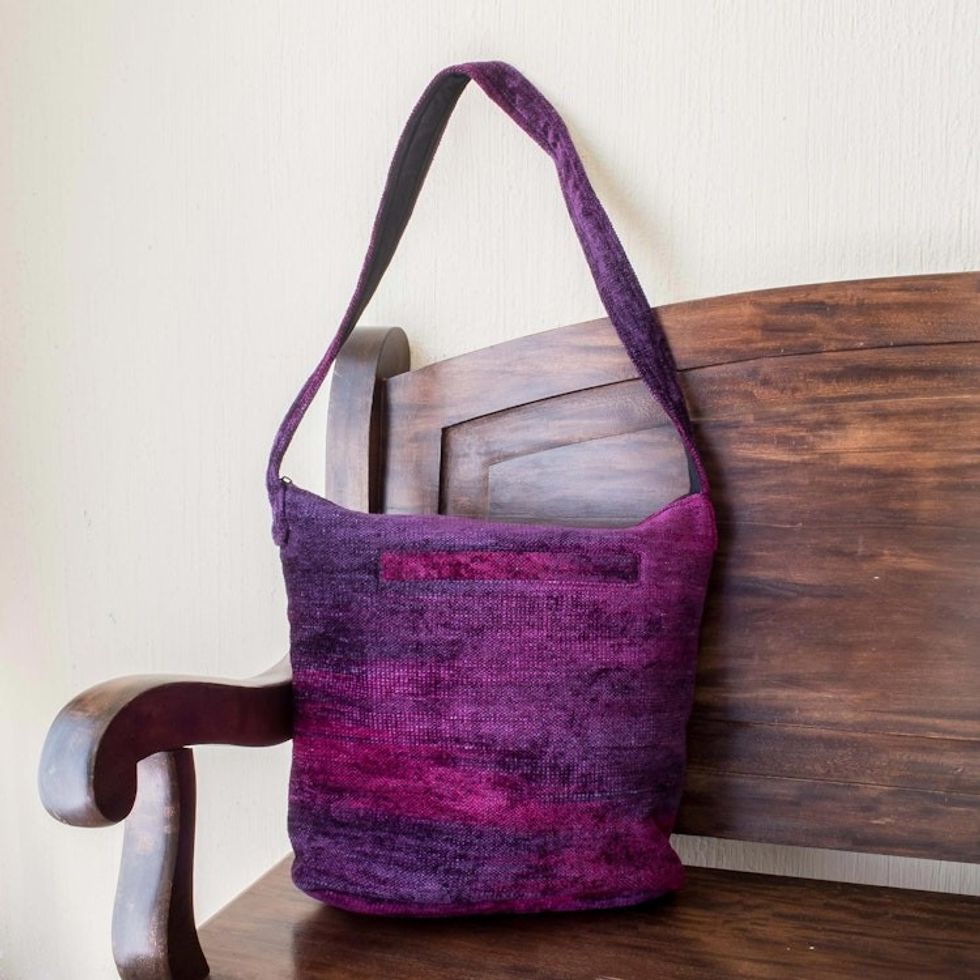 Hand Crafted Chenille Shoulder Bag 'Magenta Magic'