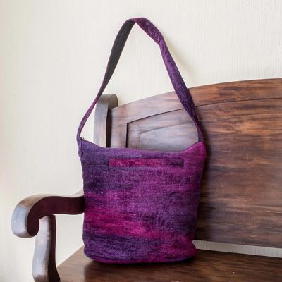 Alternate image for Hand Crafted Chenille Shoulder Bag Magenta Magic