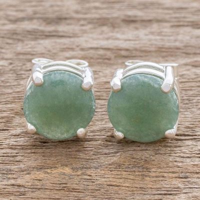 Alternate image for Green Guatemalan Jade Stud Earrings Maya Sweets in Green
