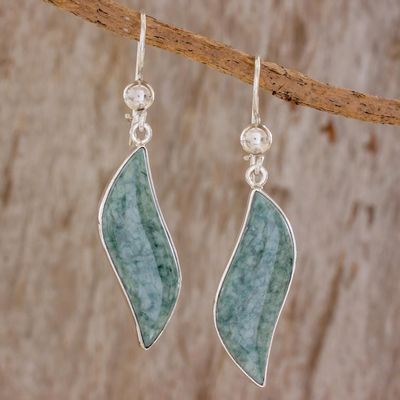 Alternate image for Modern Sterling Silver Dangle Jade Earrings Floating in the Breeze