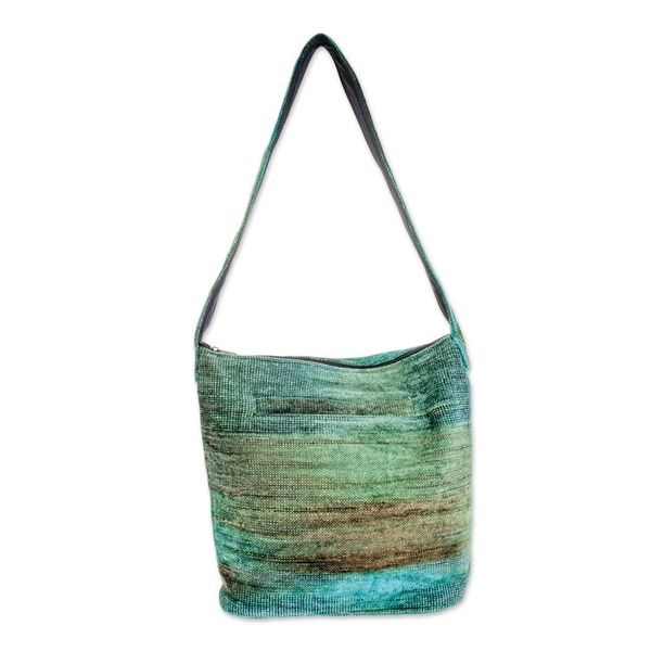 Alternate image for Hand Crafted Bamboo Chenille Shoulder Bag  Jade Magic