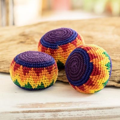 Alternate image for Multicolored Cotton Hacky Sacks Set of 3 Maya Colors