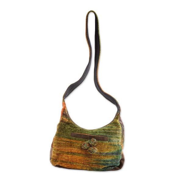 Alternate image for Hand Dyed and Loomed Hobo Style Handbag in Autumn Colors Autumn Day