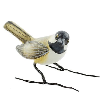 Alternate image for Hand Painted Black Capped Chickadee Clay Bird Figurine Chickadee