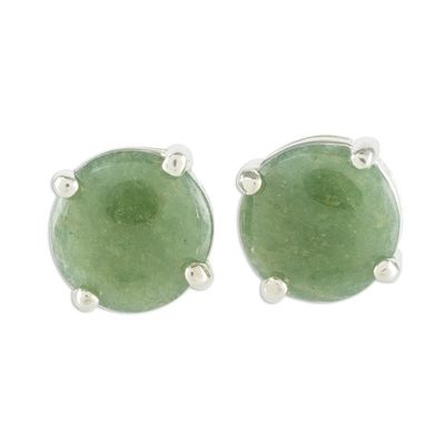 Alternate image for Green Guatemalan Jade Stud Earrings Maya Sweets in Green