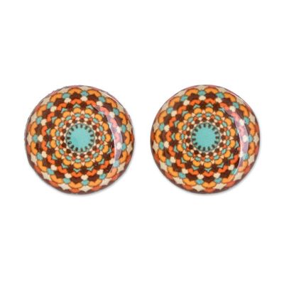 Alternate image for Mandala Resin Button Earrings with Stainless Steel Posts Sweet Creation