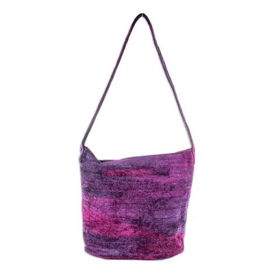 Alternate image for Hand Crafted Chenille Shoulder Bag Magenta Magic