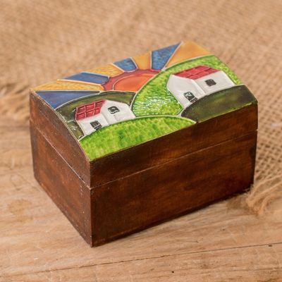 Alternate image for Handcrafted Nature-Themed Pinewood Decorative Box Beautiful Dawn