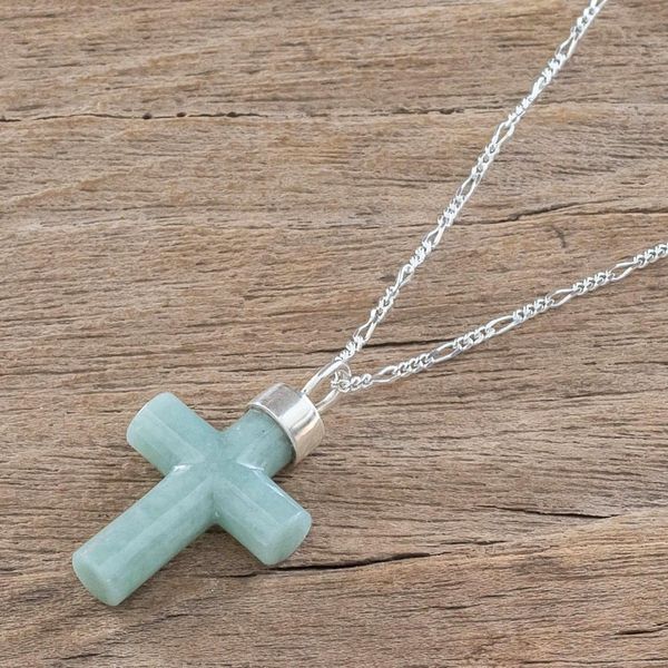 Alternate image for Light Green Cross Pendant Necklace Zacapa Faith in Light Green