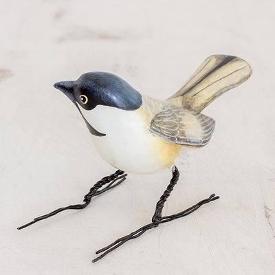 Alternate image for Hand Painted Black Capped Chickadee Clay Bird Figurine Chickadee