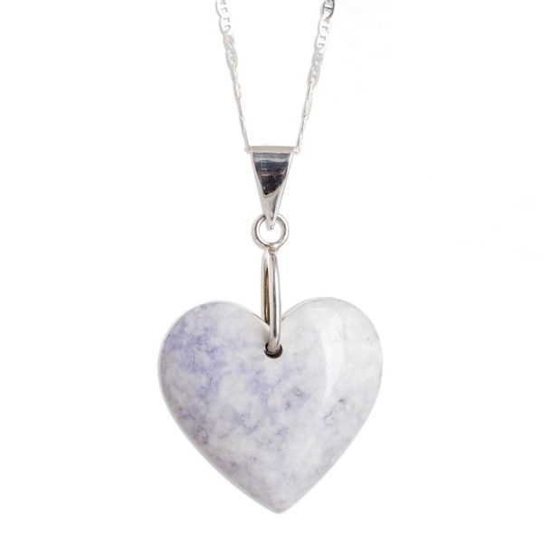 Alternate image for Sterling Silver  Jade Double-Sided Heart Pendant Necklace Love Emotion