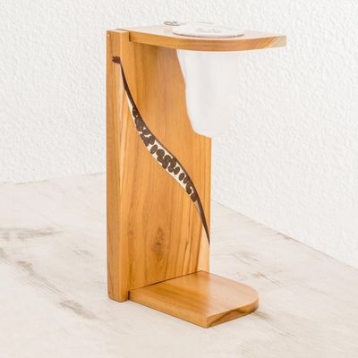 Alternate image for Teak Wood and Resin Single-Serve Drip Coffee Stand Fresh Beans