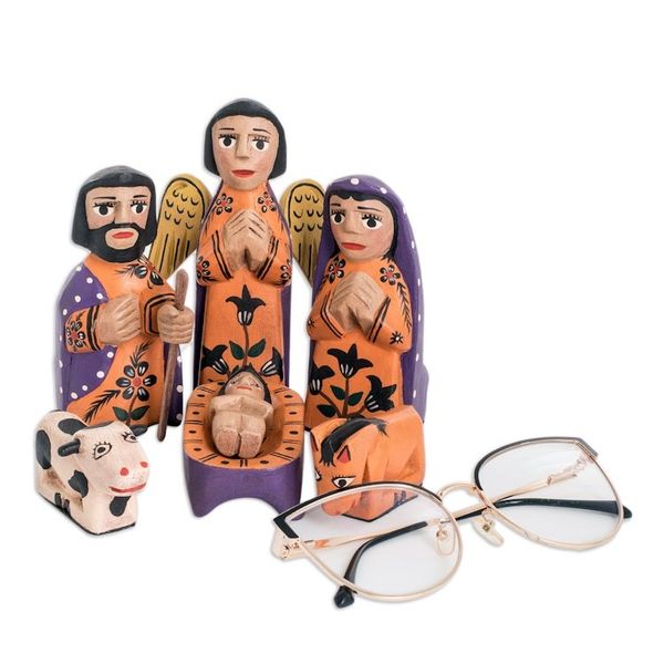 Alternate image for Hand Crafted Nativity Scene Wood Sculpture Set of 10 Angelical