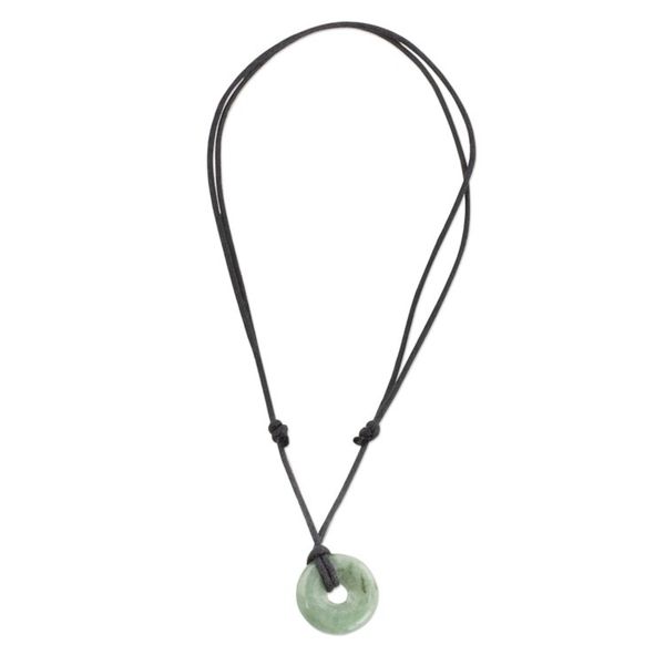 Alternate image for Light Green Circular Jade Pendant Necklace from Guatemala Mayan Circle of Love