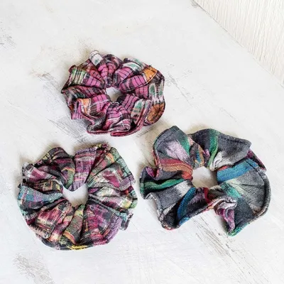 Alternate image for Artisan Crafted Cotton Scrunchies Set of 3 Tradition