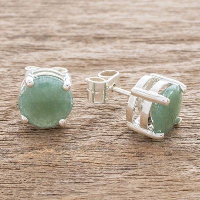 Alternate image for Green Guatemalan Jade Stud Earrings Maya Sweets in Green