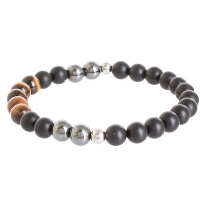 Alternate image for Mens Multi-Gemstone Beaded Bracelet with Tigers Eye I Am Strength