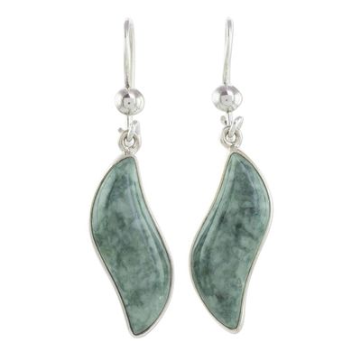 Alternate image for Modern Sterling Silver Dangle Jade Earrings Floating in the Breeze