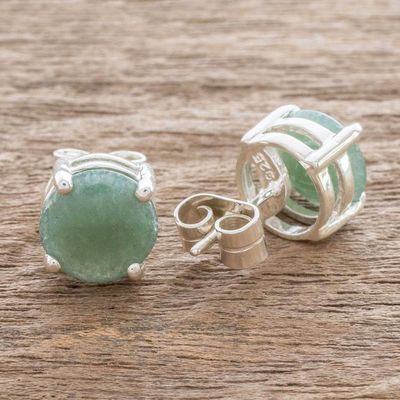 Alternate image for Green Guatemalan Jade Stud Earrings Maya Sweets in Green