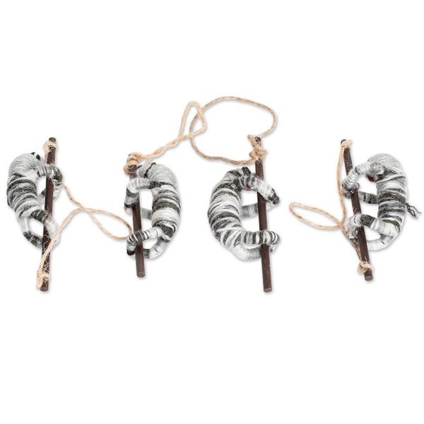 Alternate image for Guatemalan Set of 4 Handcrafted Cotton Sloth Ornaments Vivacious Sloths