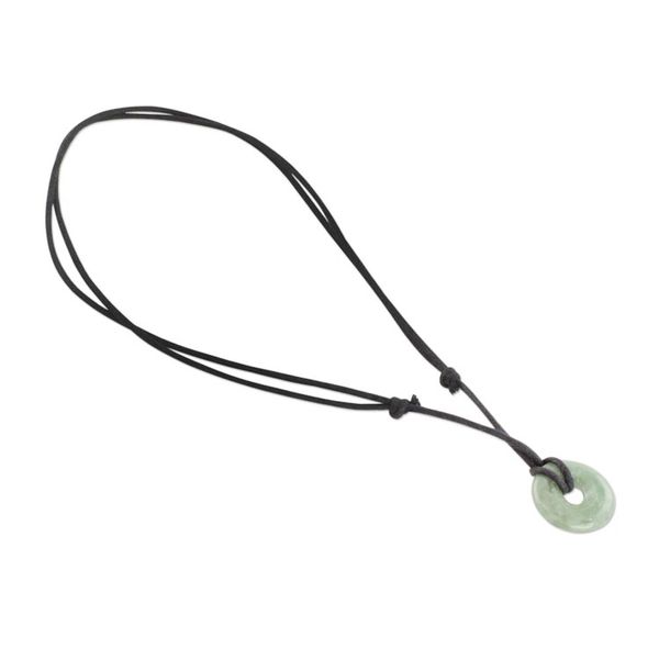Alternate image for Light Green Circular Jade Pendant Necklace from Guatemala Mayan Circle of Love