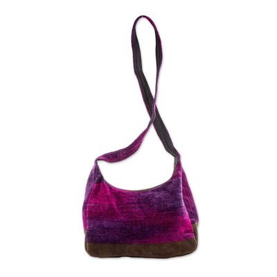 Alternate image for Rayon and Cotton Blend Hobo Bag in Purple from Guatemala Magical Day