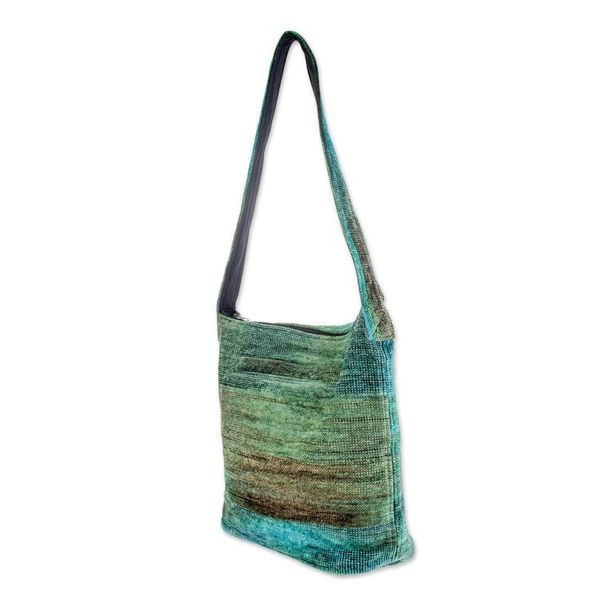 Alternate image for Hand Crafted Bamboo Chenille Shoulder Bag  Jade Magic