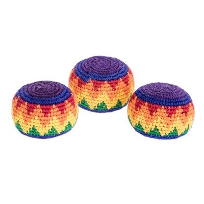 Alternate image for Multicolored Cotton Hacky Sacks Set of 3 Maya Colors