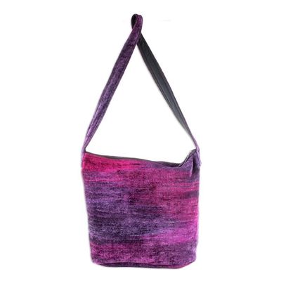 Alternate image for Hand Crafted Chenille Shoulder Bag Magenta Magic