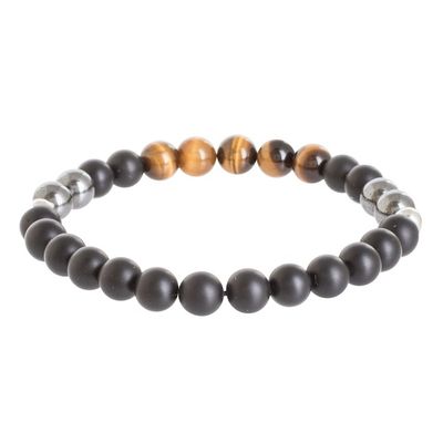 Alternate image for Mens Multi-Gemstone Beaded Bracelet with Tigers Eye I Am Strength